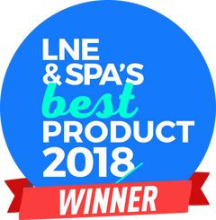 LNE & Spa's Best Product 2018 Winner badge awarded to Karin Herzog for exceptional performance in professional skincare.