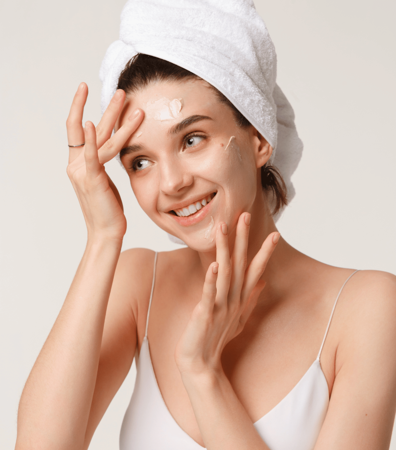 A woman using a Morning Routine Kit from Karin Herzog