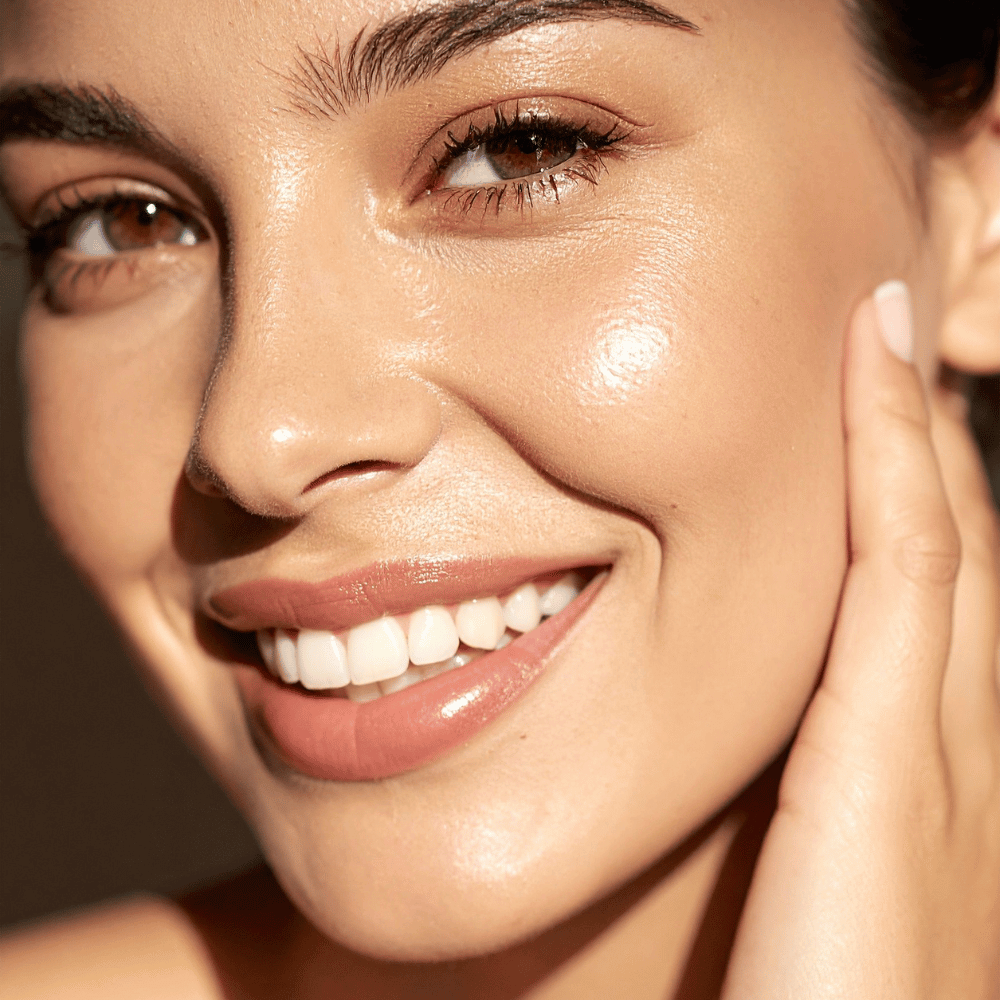 Close-up of glowing skin with natural finish using Karin Herzog BB Cream Light